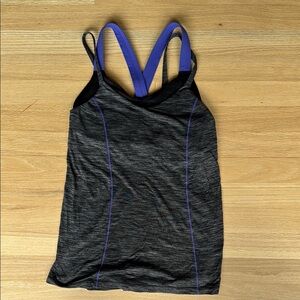 Lululemon Athletica Black and purple Fitted Backless Tank Top